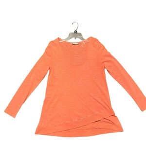 Soft surroundings, small orange tunic, scoop neck, long sleeve crisscross bottom